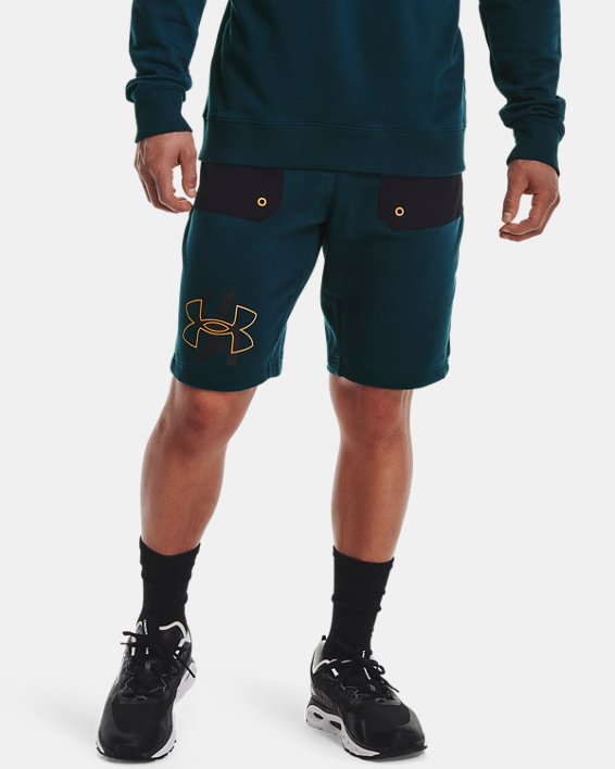 男士UA Rival Terry Scribble短褲, Blue, pdpMainDesktop image number 0